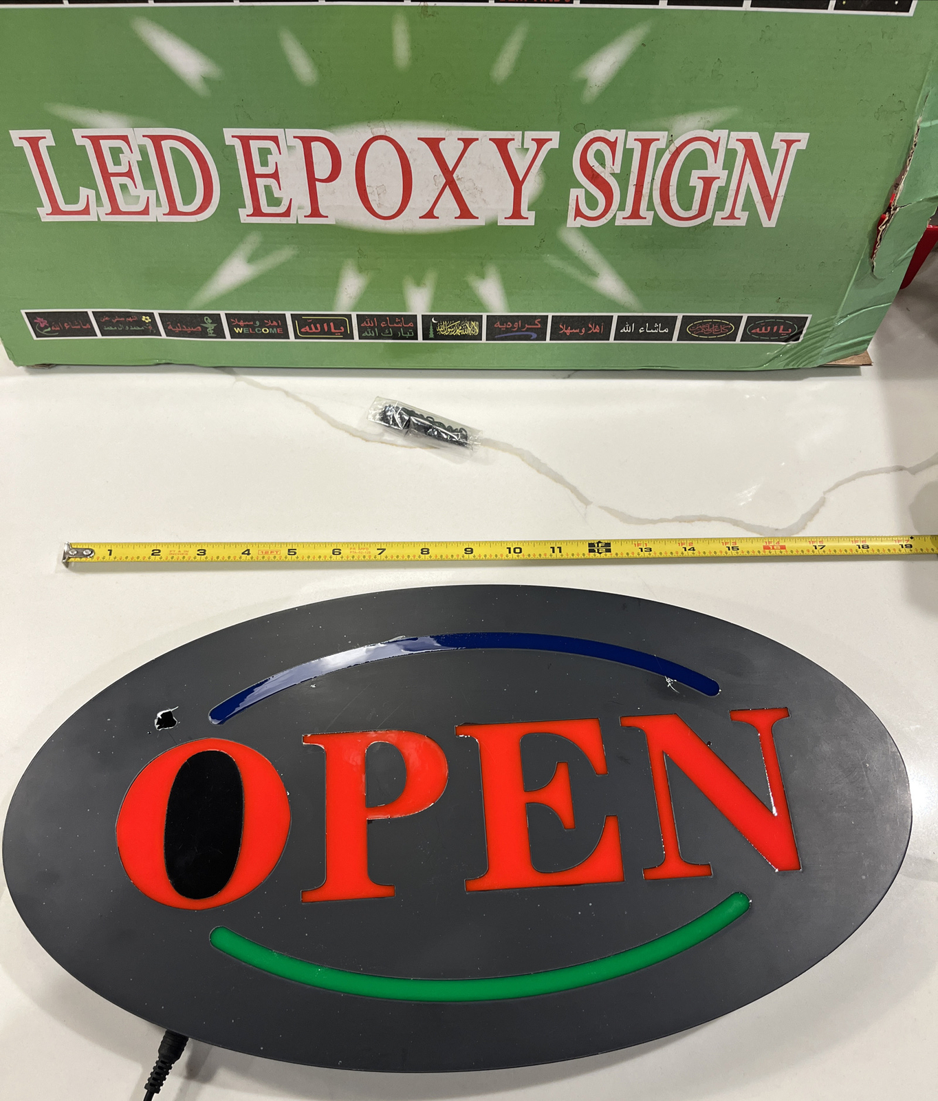LED Open 17in X 9in Oval Illuminated Sign – Multi-Color- 3 Mode READ See Pics