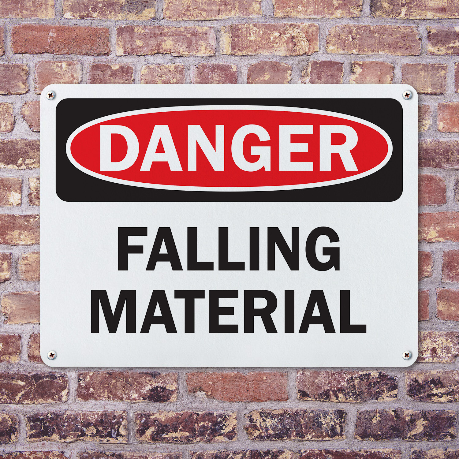 (2 Pack) Falling Material OSHA Danger Sign Decal Metal Plastic
