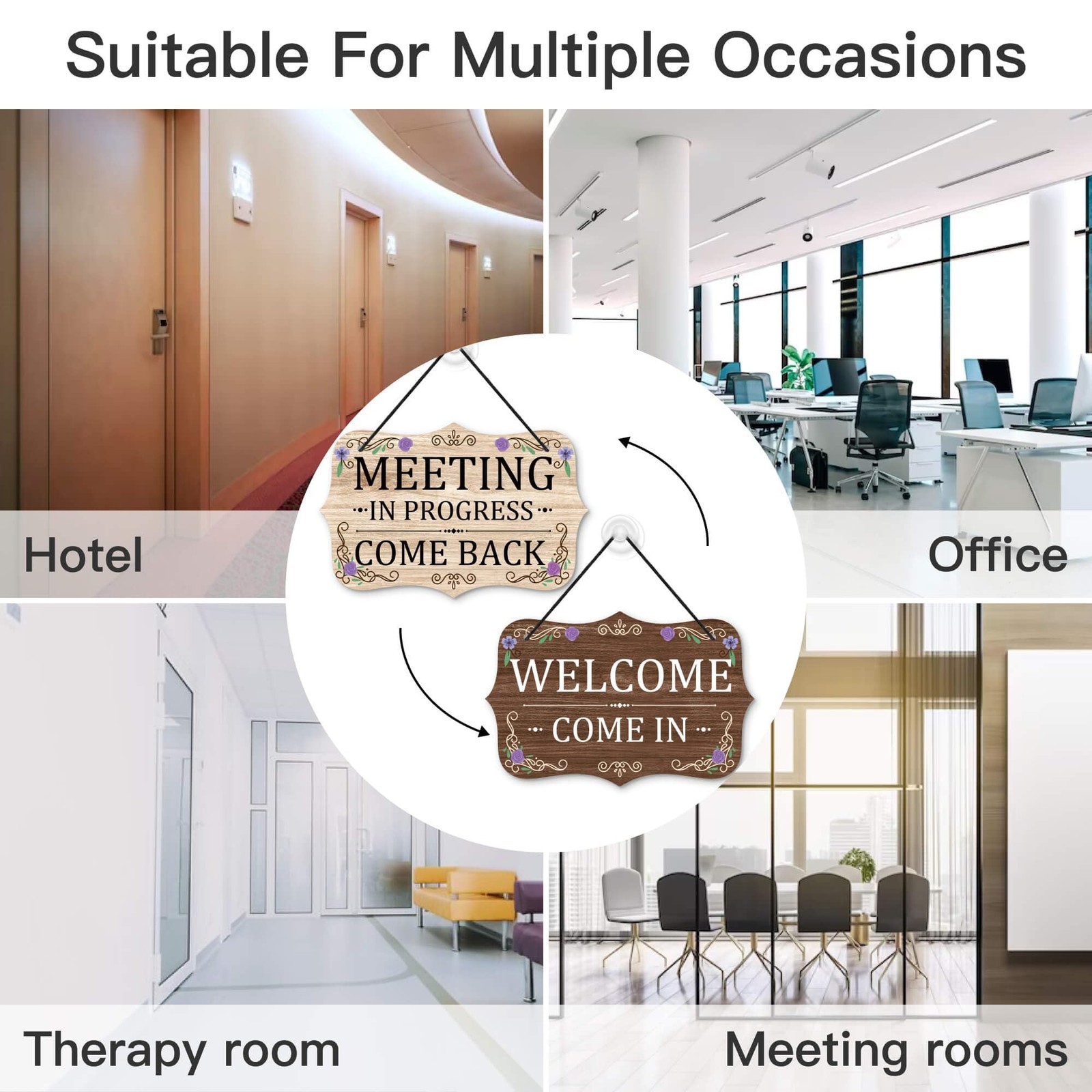 Meeting In Progress Office Door Signs, PVC Do Not Disturb Door Hanger Sign, R…