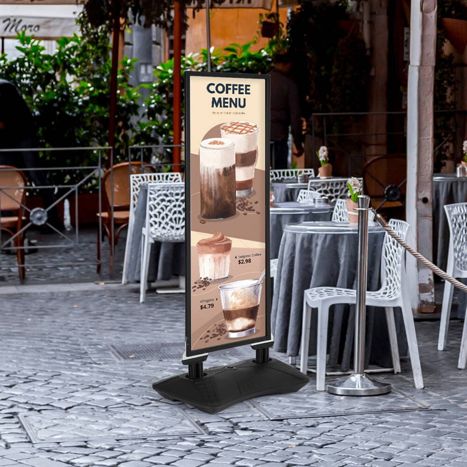 Windpro Slim Wind Resistant Outdoor Pavement Sidewalk Sign Holder 22″x60″ Silver