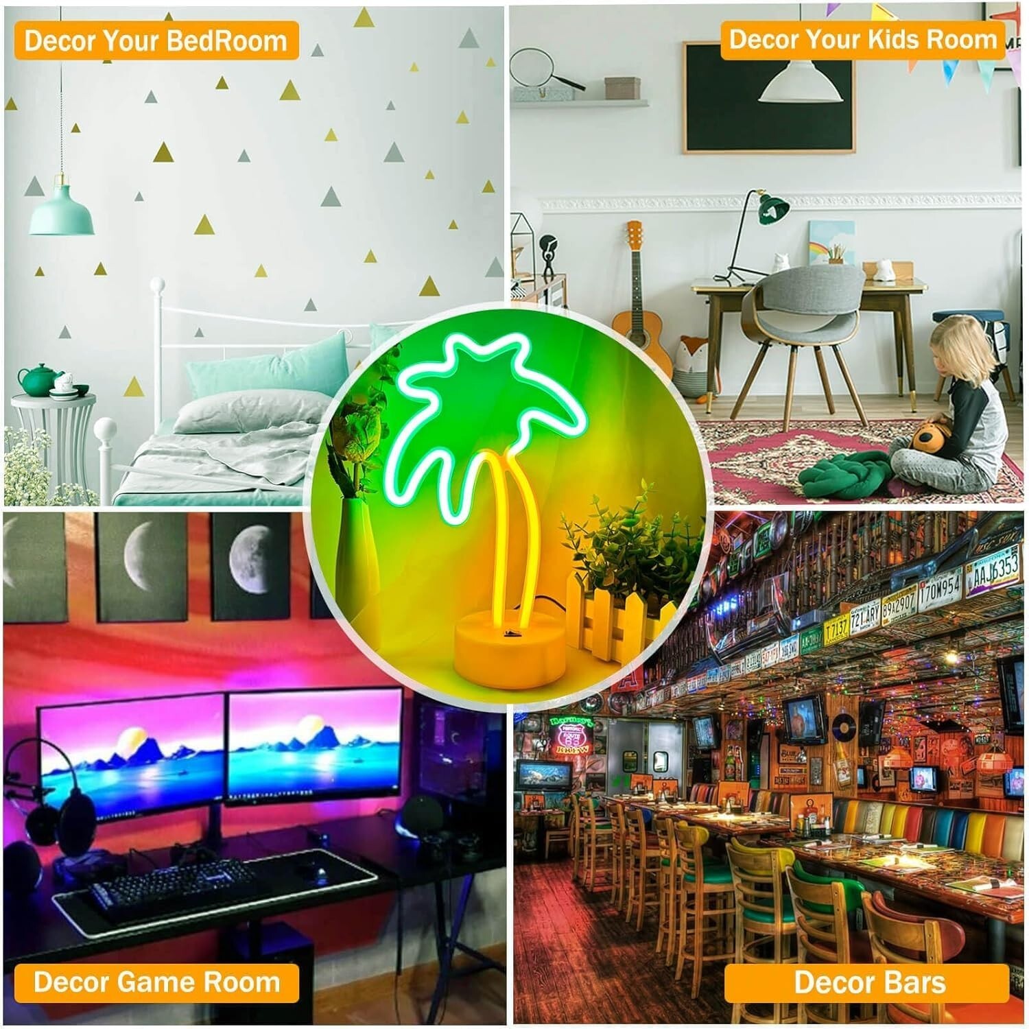 Green Palm Tree Neon Sign LED Lamp USB/Battery Operated Small