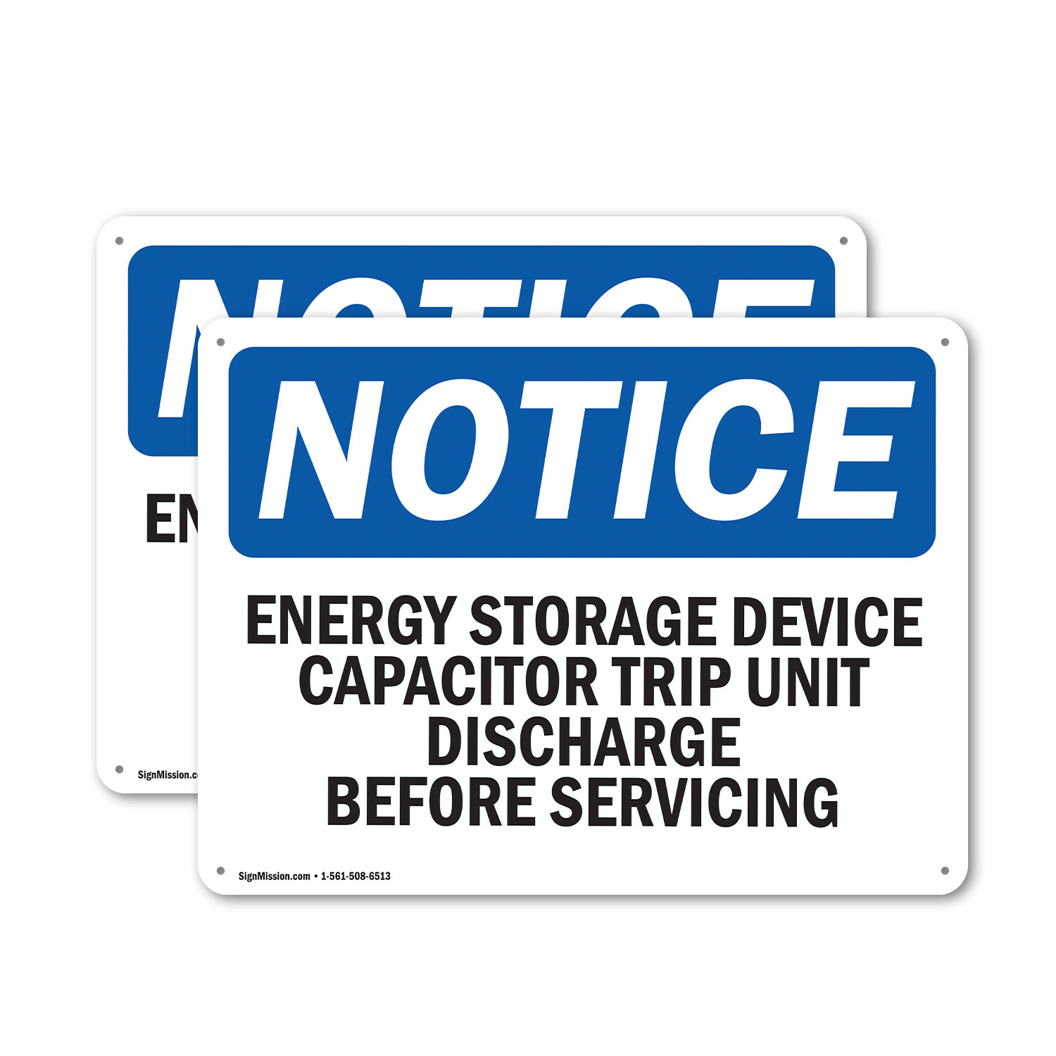 (2 Pack) Energy Storage Device Capacitor Trip Unit OSHA Notice Sign Decal Metal
