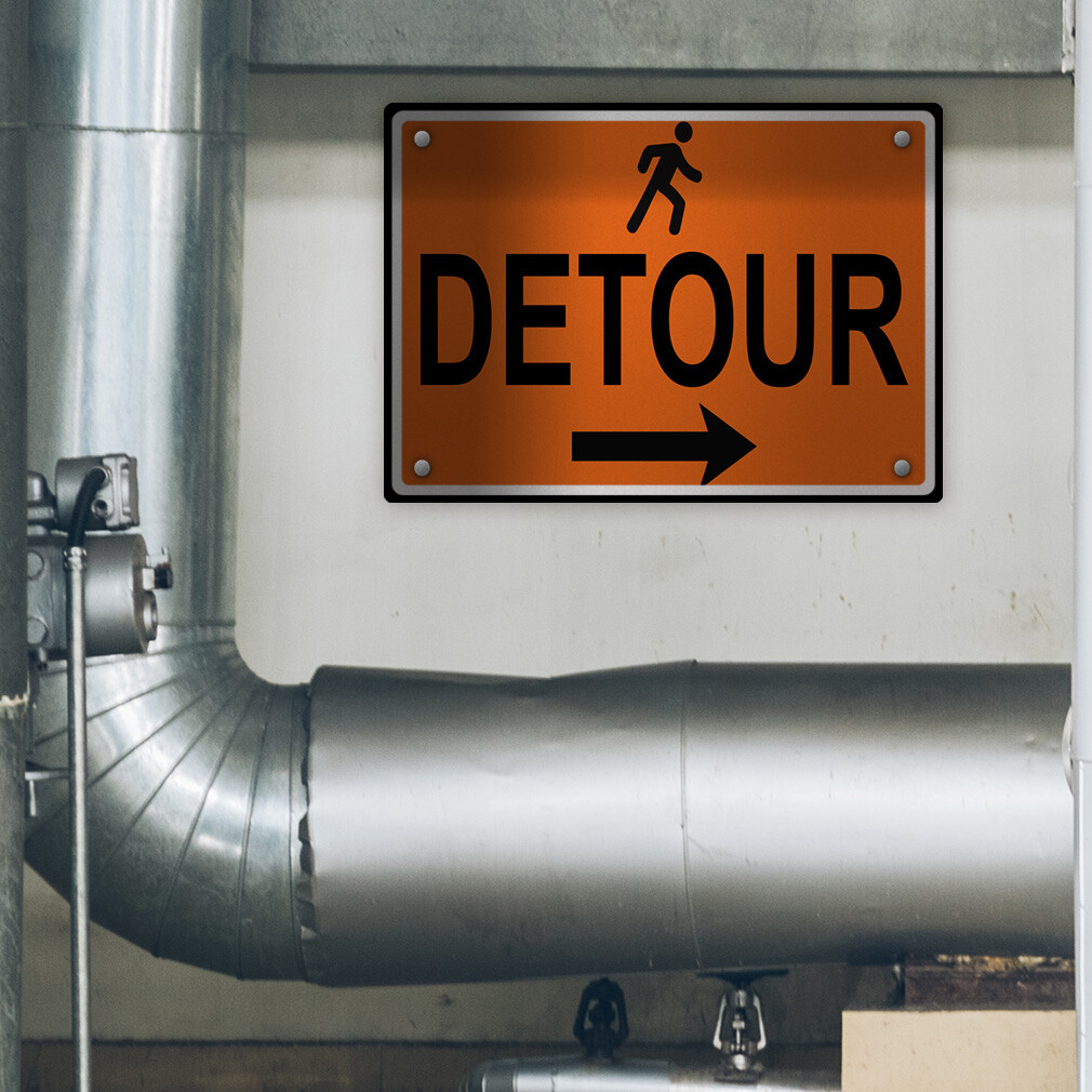 Horizontal Metal Sign Right Arrow Pedestrian Detour Traffic Temporary Warning