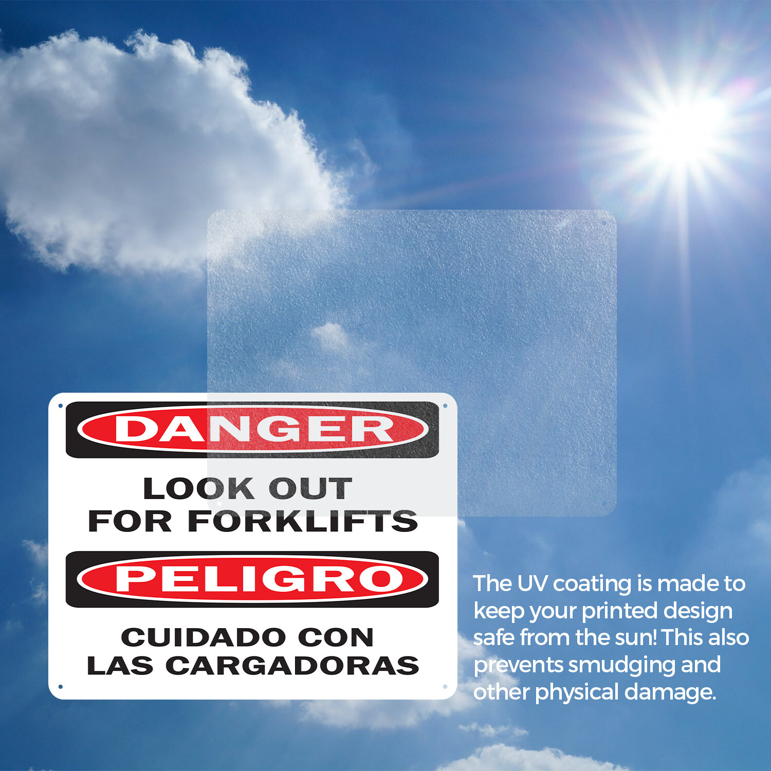 (2 Pack) Look Out For Forklifts Bilingual OSHA Danger Sign Decal Metal Plastic