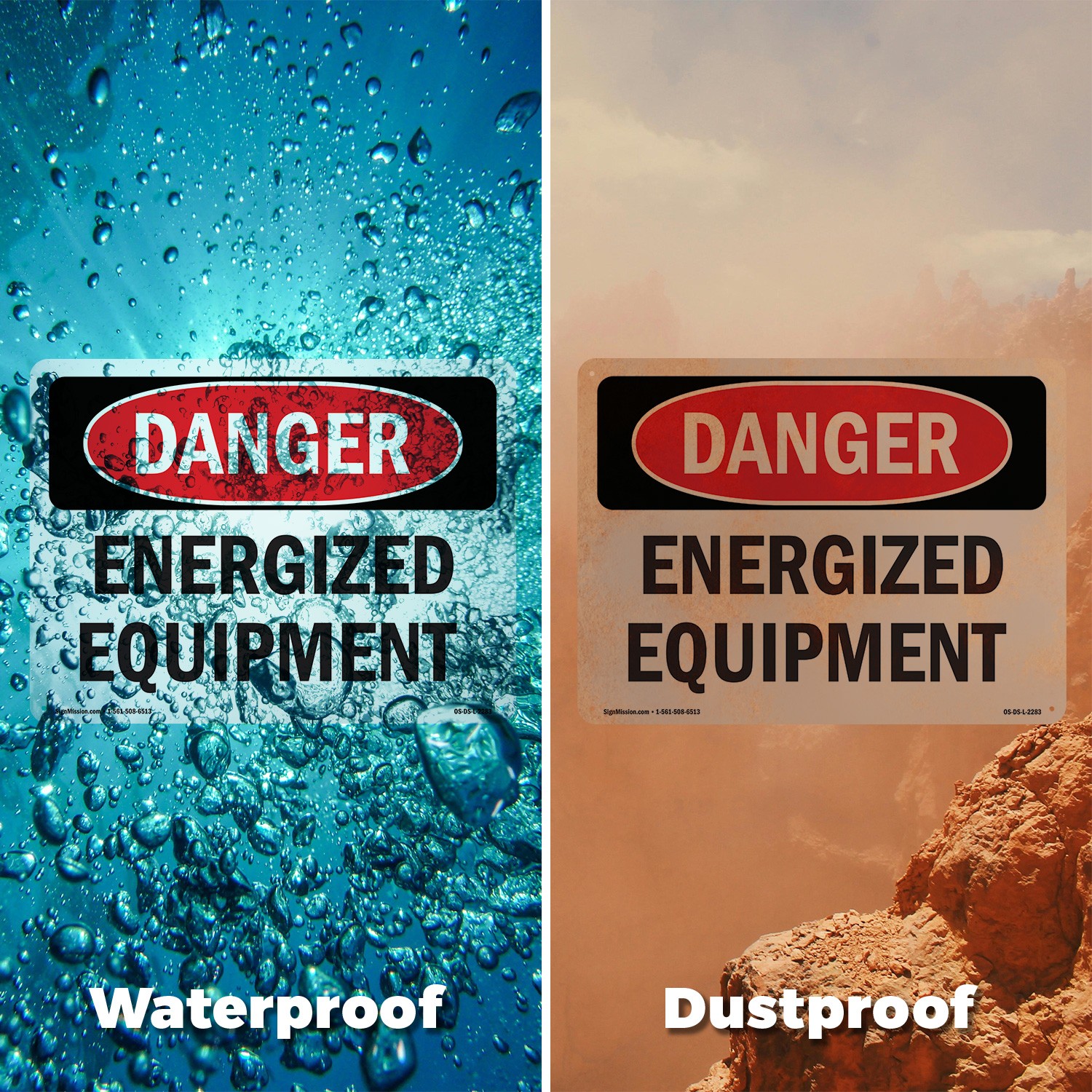 Energized Equipment OSHA Danger Sign Metal, Plastic, Or Decal – 5 or 10 Pack