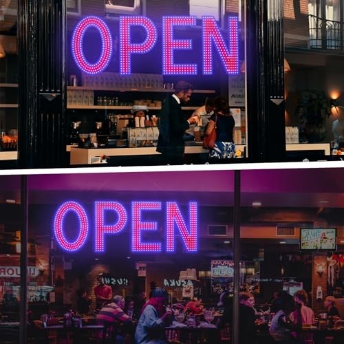 Dimmable LED Open Sign 40″x14″ – Bright Hanging Light for Bar, Restaurant, Store
