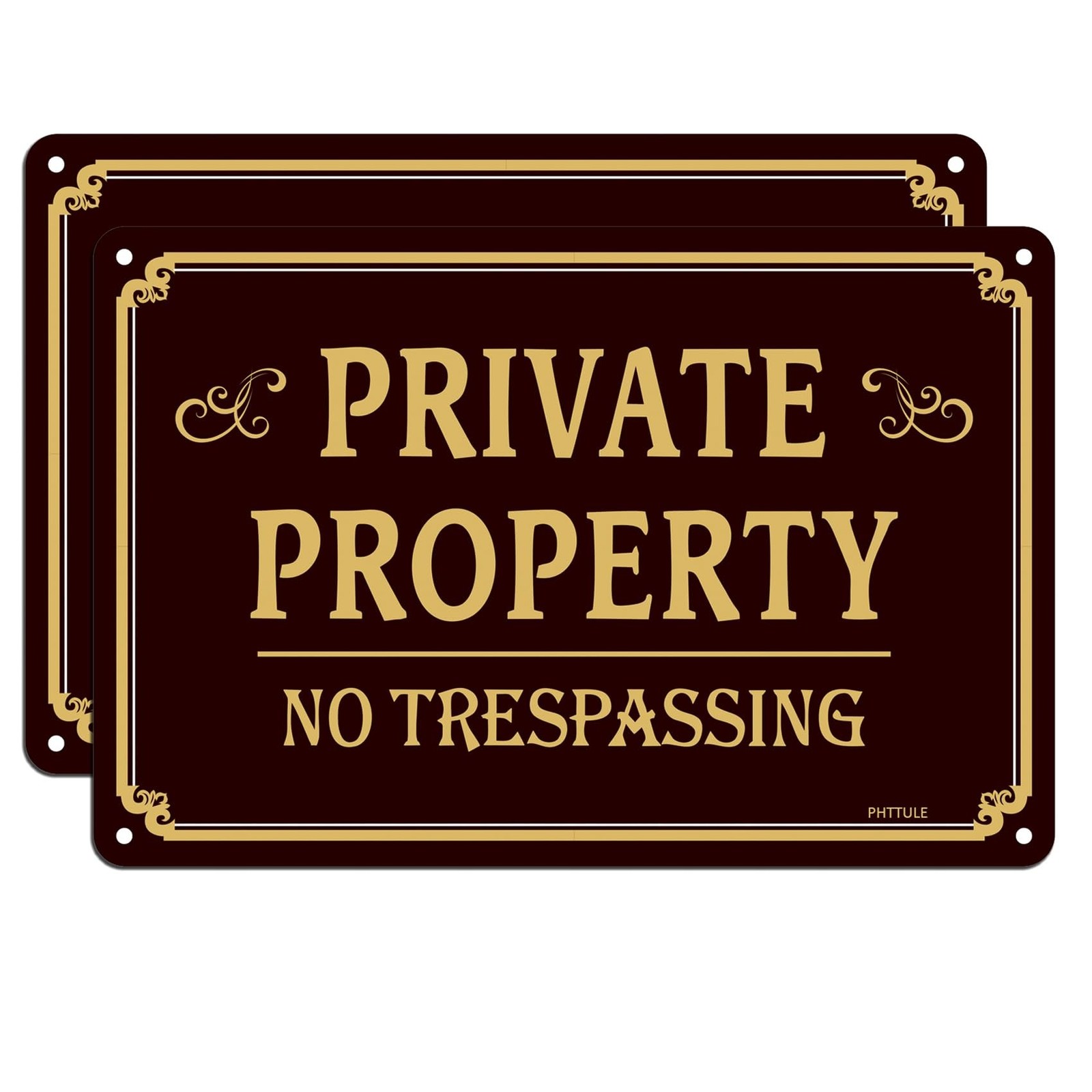 Large Private Property No Trespassing Sign 2 Pack, 12x 8 Inches Metal No Tres…