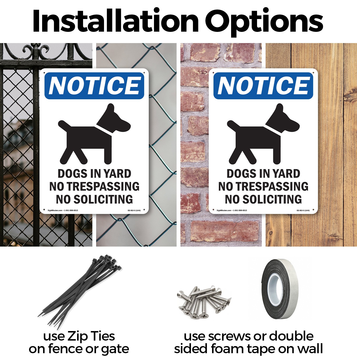 Dogs In Yard No Trespassing OSHA Notice Sign Metal, Plastic, Decal 5 or 10 Pack