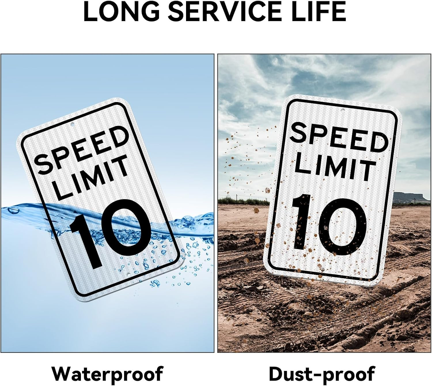 Speed ​​Limit Sign 10 MPH, Slow Down Traffic Sign, 12″ x 18″, Reflective 40Mil A