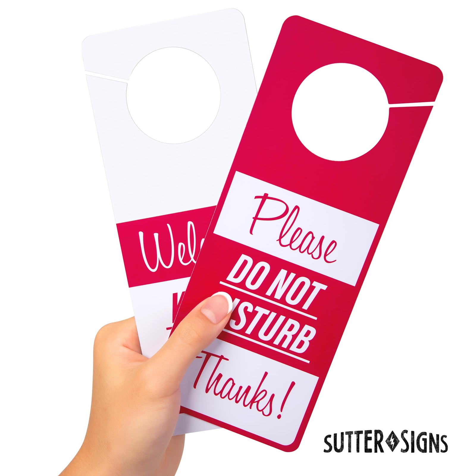 Do Not Disturb Door Hanger 2-Pack Meeting Progress 9.5×3.8″ Red White