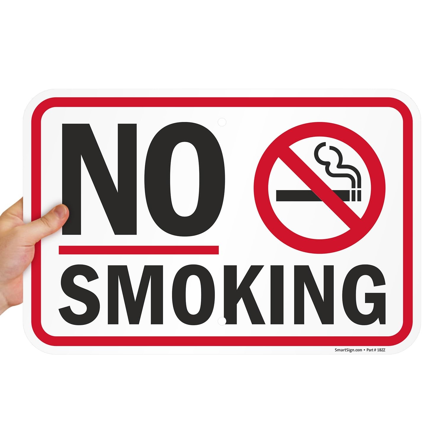 SmartSign 12 x 18 inch “No Smoking” Metal Sign with Symbol, Screen Printed, 63 m