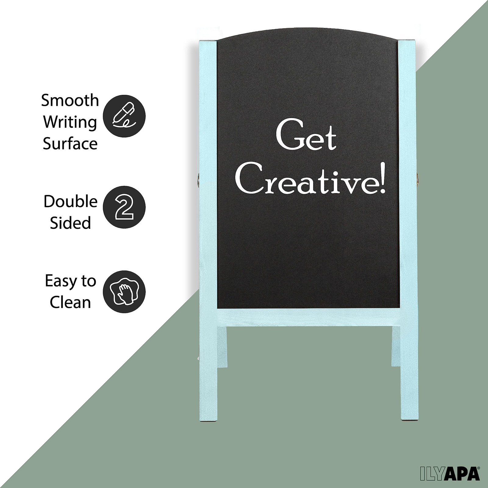 Ilyapa A-Frame Chalkboard Sidewalk Sign – Rounded Top Folding Menu for Restau…
