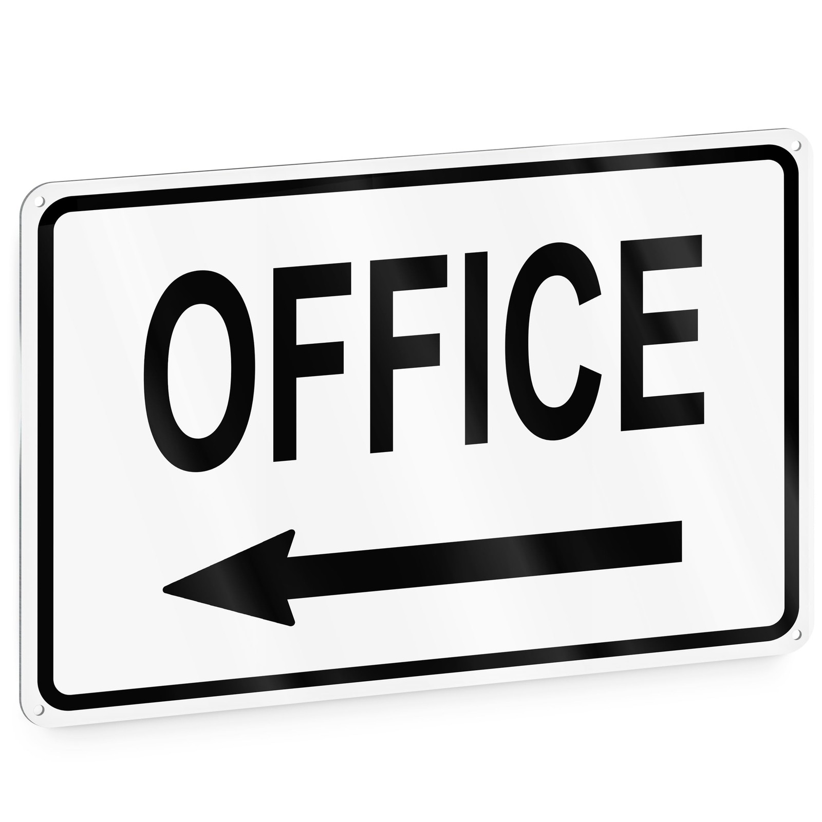 Office Sign with Left Arrow, 8×12 Reflective Aluminum Office Door Signs, UV P…