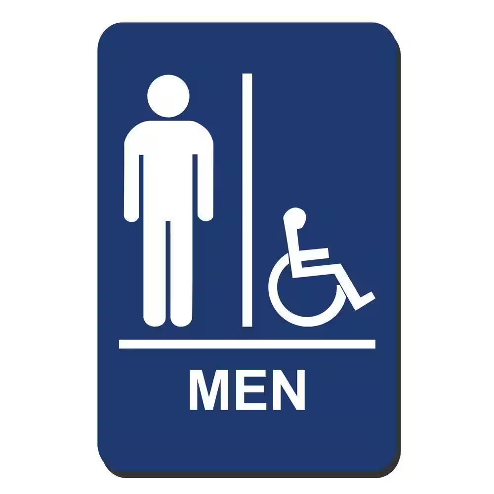 6 In. X 9 In. Men Accessible Braille for Latch Side of Door Sign