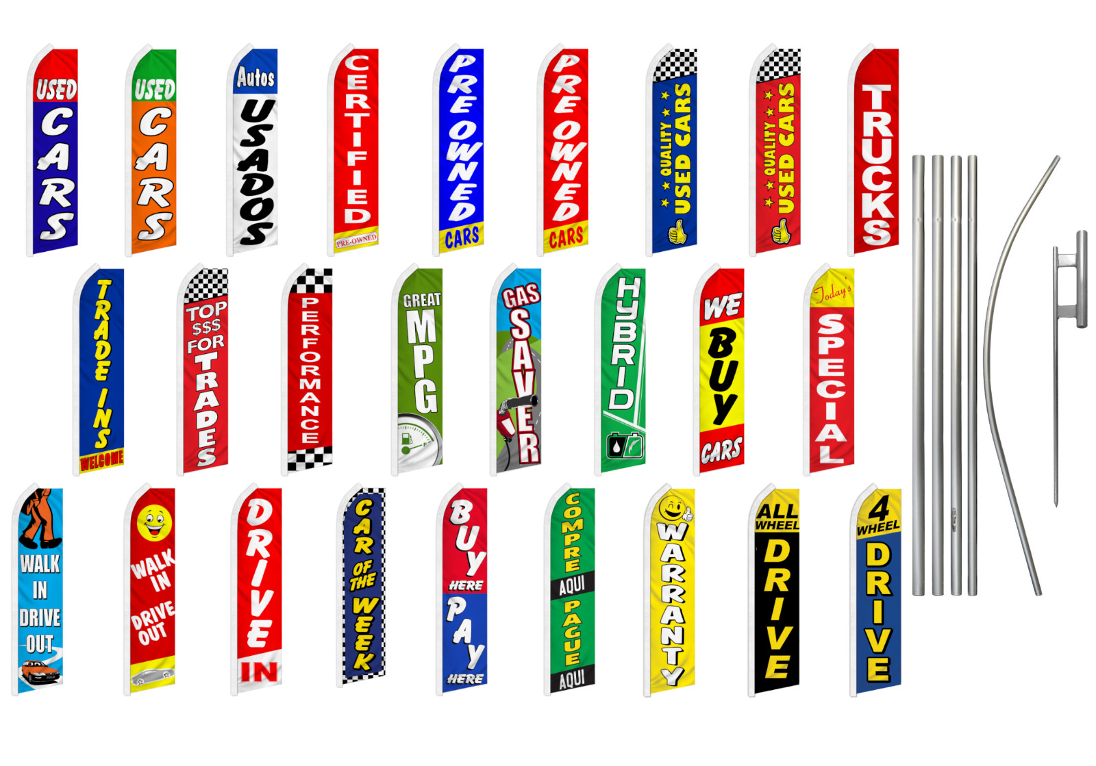 Car Dealership Swooper Feather Flutter Flag Pole Kit Auto Dealership