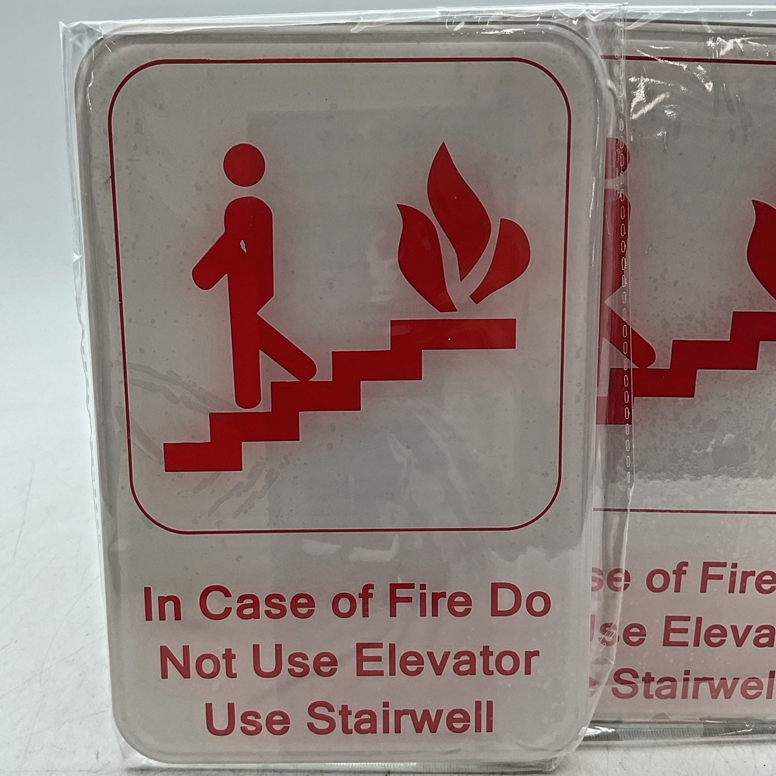 In Case Of Fire Use Stairwells 9″x6″ Plastic Surface Mount Sign 2 Pack