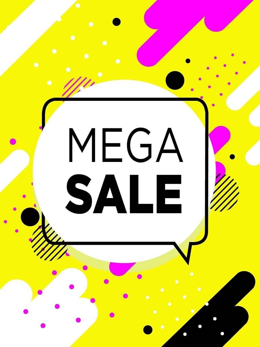 Mega Sale | Retail Window Display Sign | 18″W x 24″H
