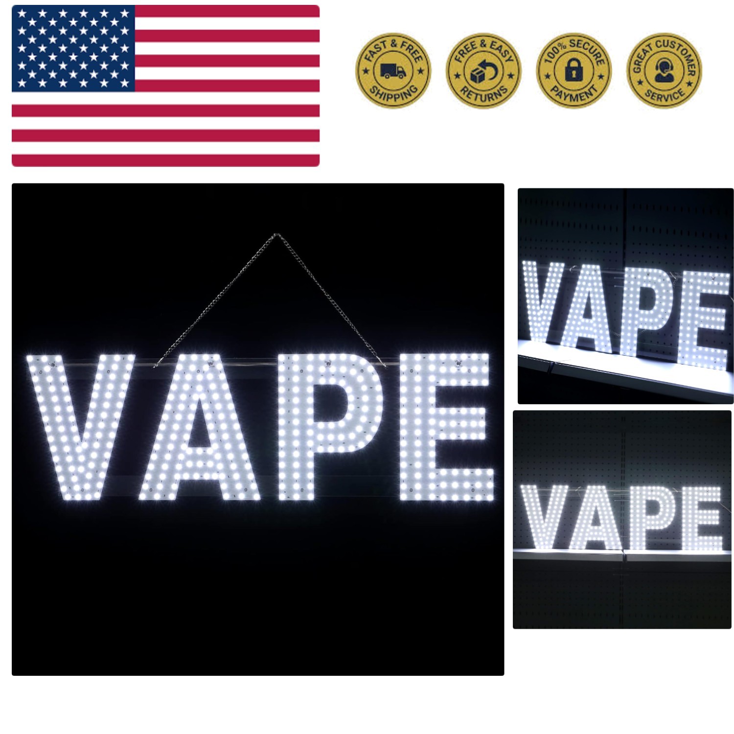 30″x10″ Large LED VAPE Sign for Smoke Shops, Super Bright Unique Design VAPE …