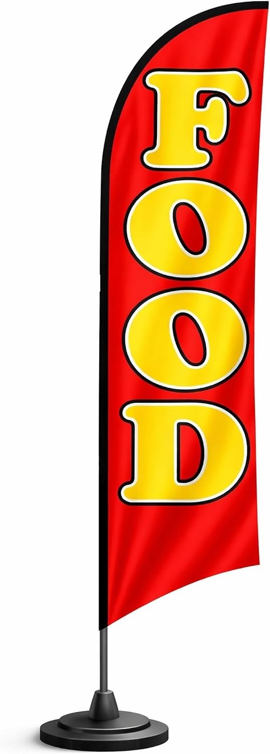Celebrate with 12×2.5 ft Food Feather Flags – Ideal for Shops & Food Festivals