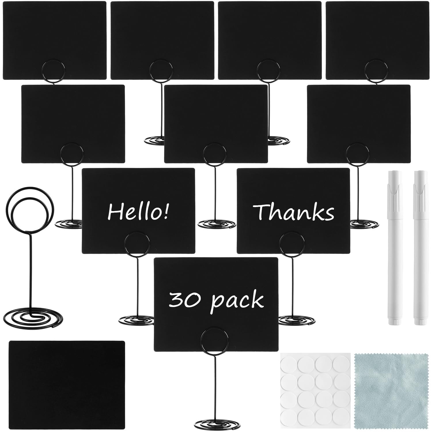 30 Pack Mini Chalkboard Signs with Table Number Holders, 4×3 inch Small Chalk…