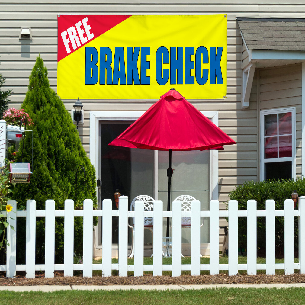 Vinyl Banner Multiple Sizes Free Brake Check Car Auto Body Shop Repair Outdoor