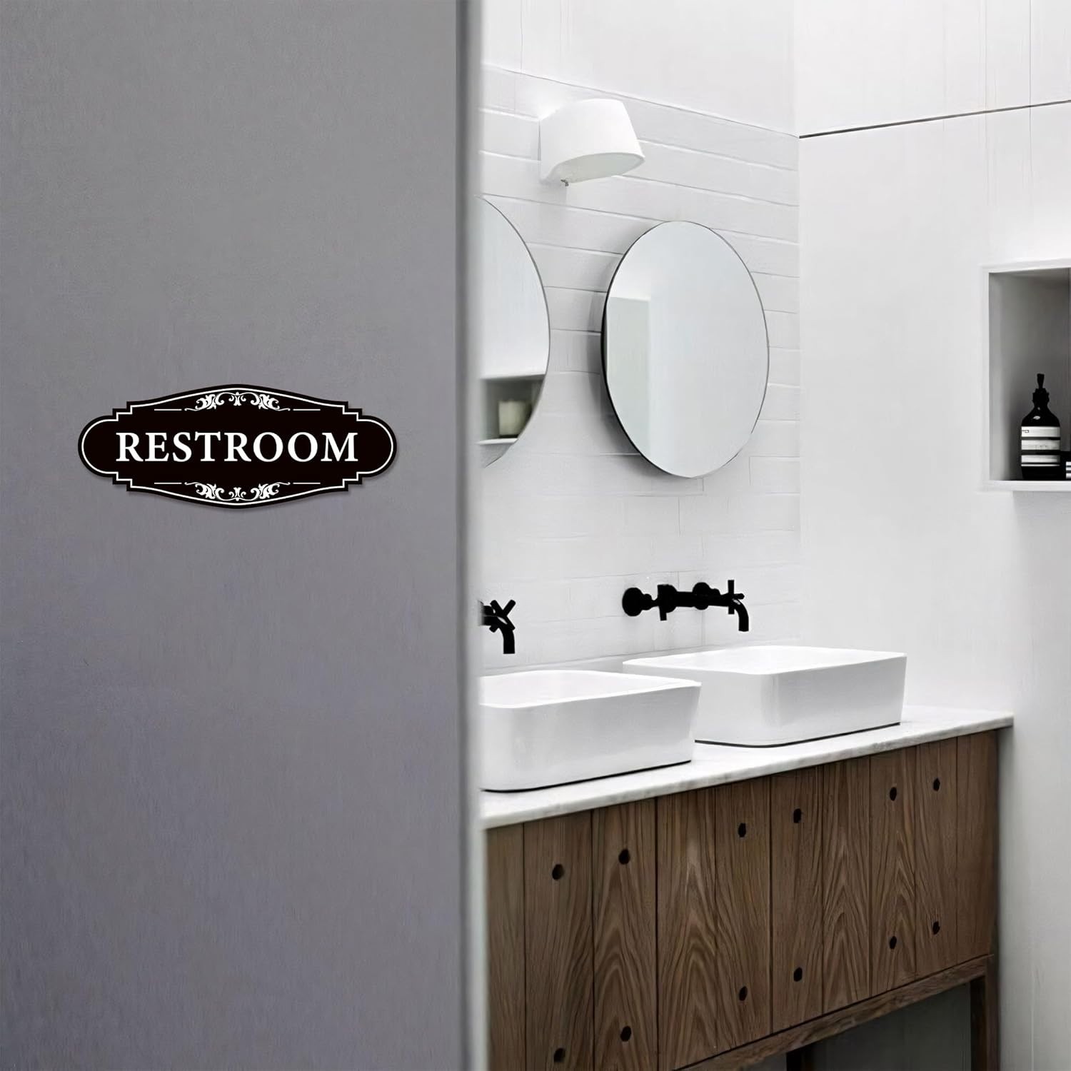 Matte Finish Unisex Restroom Sign Sticker – 9In Vinyl for Business & Home Use