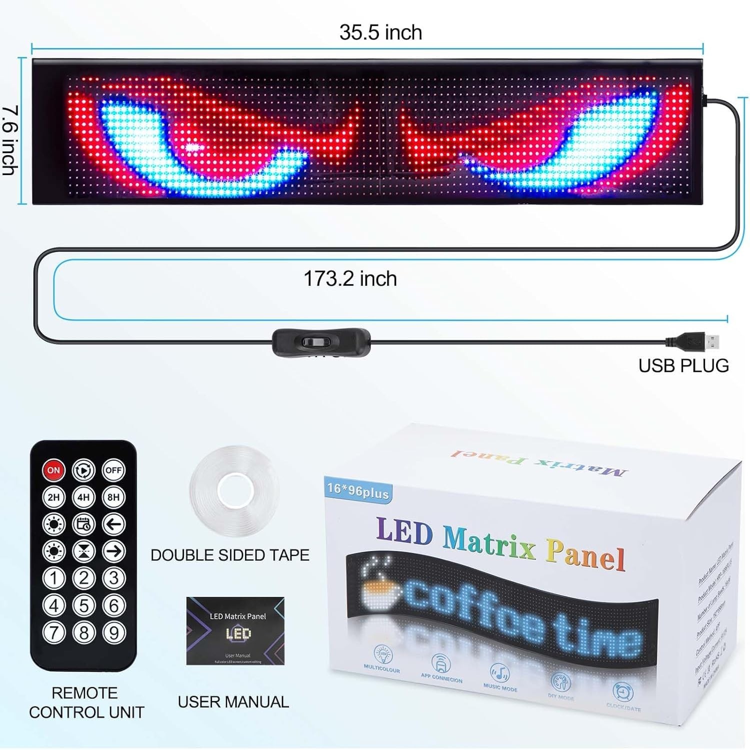 Waterproof LED Sign, 35.5”x7.6” Flexible Eye Lamp for Indoor/Outdoor Use