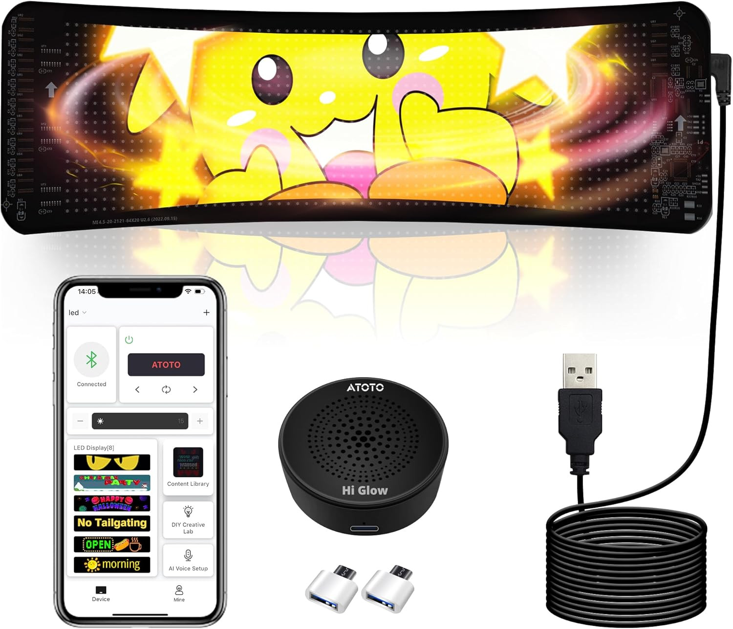 ATOTO 13.7” Car LED Sign Light Programmable AI Voice Command & APP Control