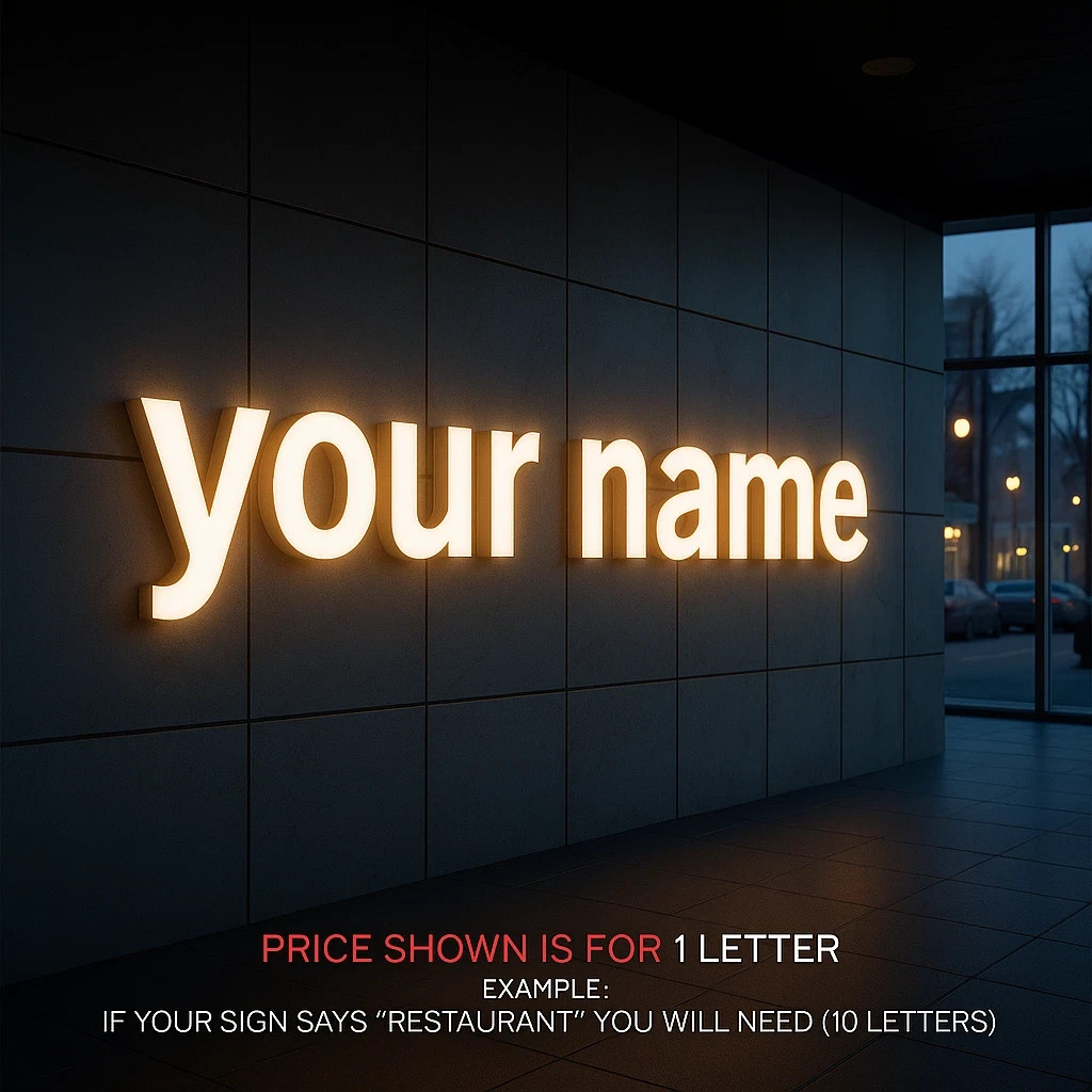 𝑵𝓙̶ Your Name Custom 3D Channel Letters Illuminated & Non-Illuminated