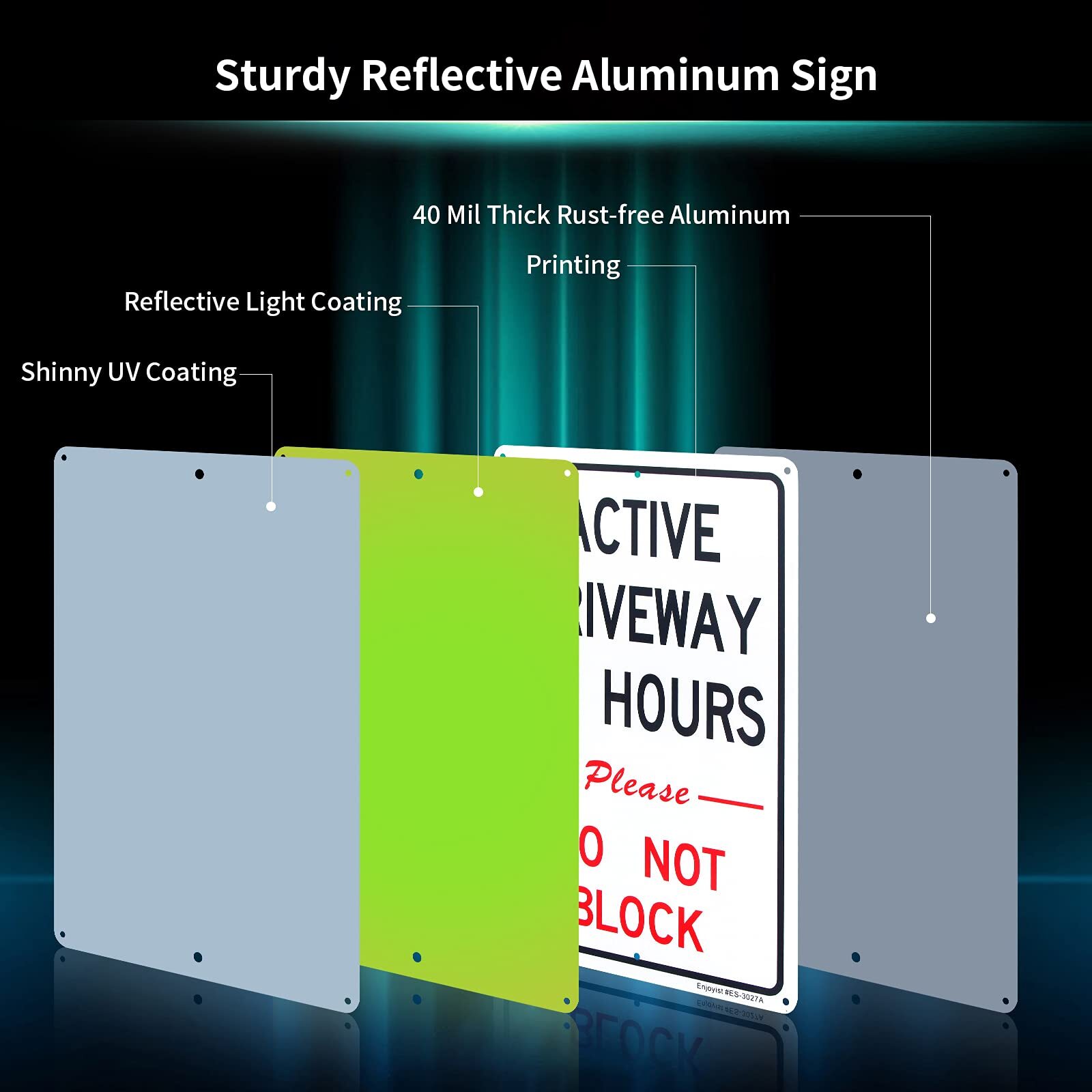 2-Pack Active Driveway Signs 12×8 inch Reflective Do Not Block Aluminum