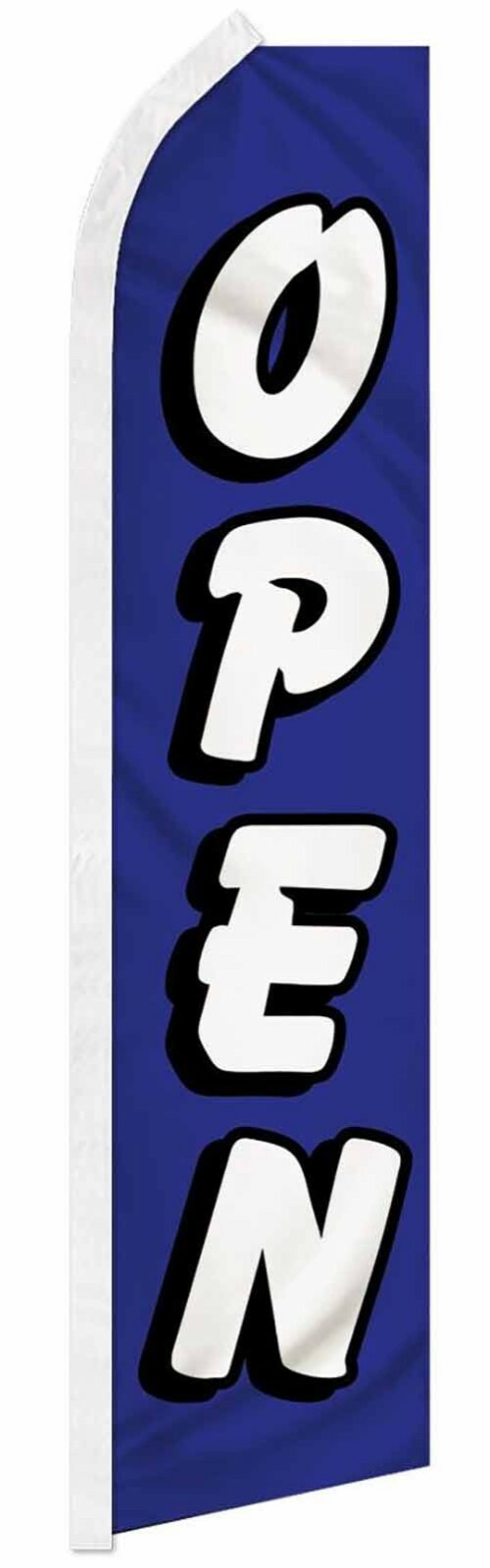 Open Blue White 2.5’x11.5′ Advertising Polyester Swooper Feather Super Flag