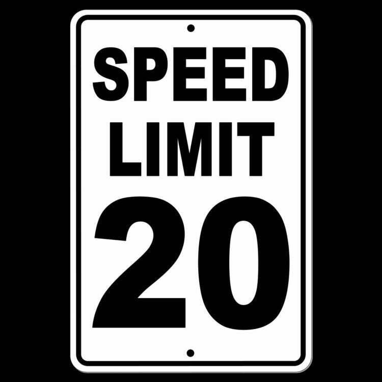 Speed Limit 20 Sign / Decal Mph Slow Warning Traffic Road Highway Enforced