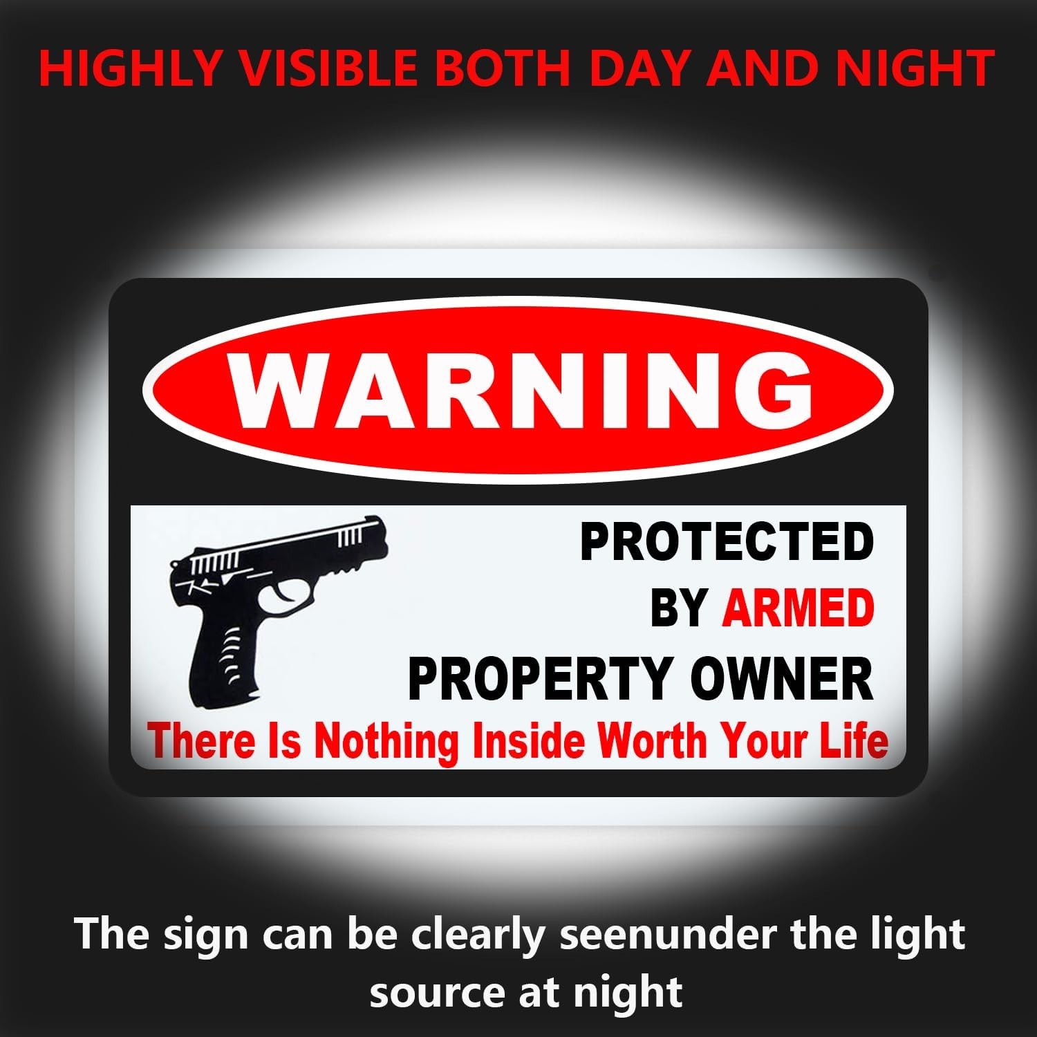 3Pack Gun Sign for Home Security 10X7 Inch Warning Signs for Home Property Rust