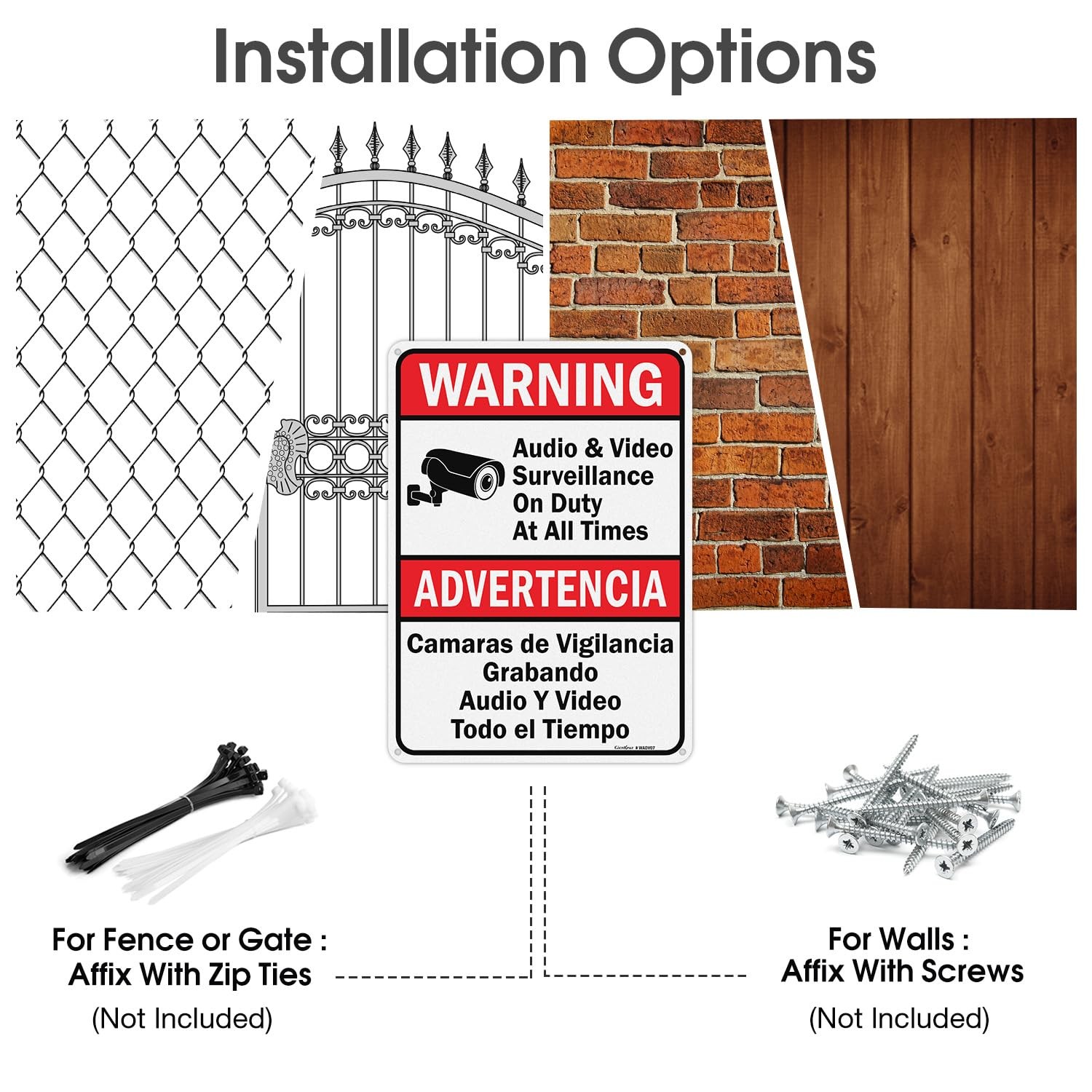 Audio & Video Surveillance on Duty at All Times signs,10 x 7 Inches Safety Wa…