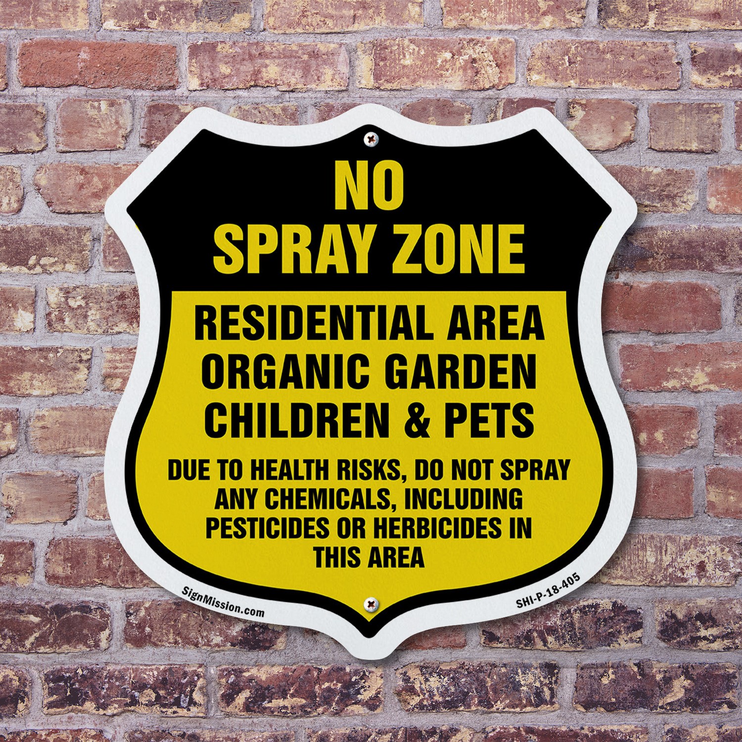 No Spray Shield Sign No Spray Zone Residential Area Organic Shield Shaped Sign