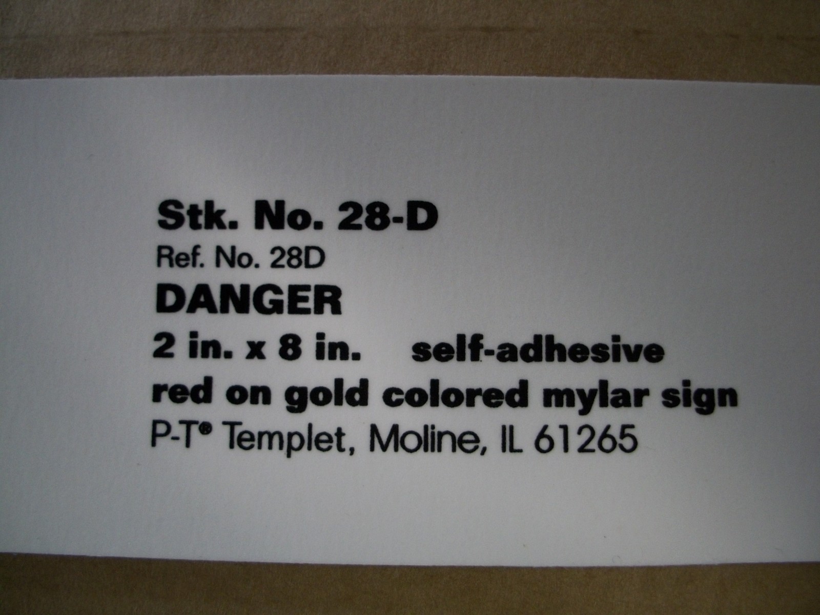 6 Danger Stickers 2 X 8 Adhesive NEW Mylar sign Red and Gold