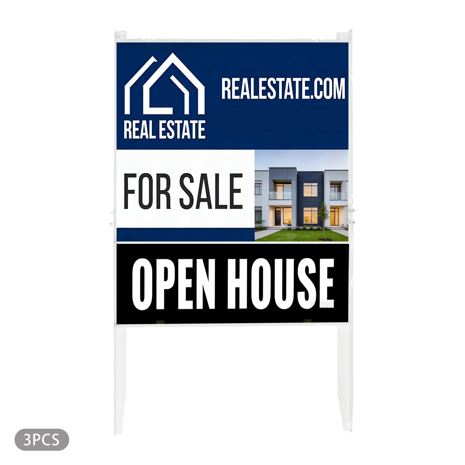 3 Pcs Yard Sign Frame Dual Panel Heavy Duty Outdoor Real Estate Display Stand