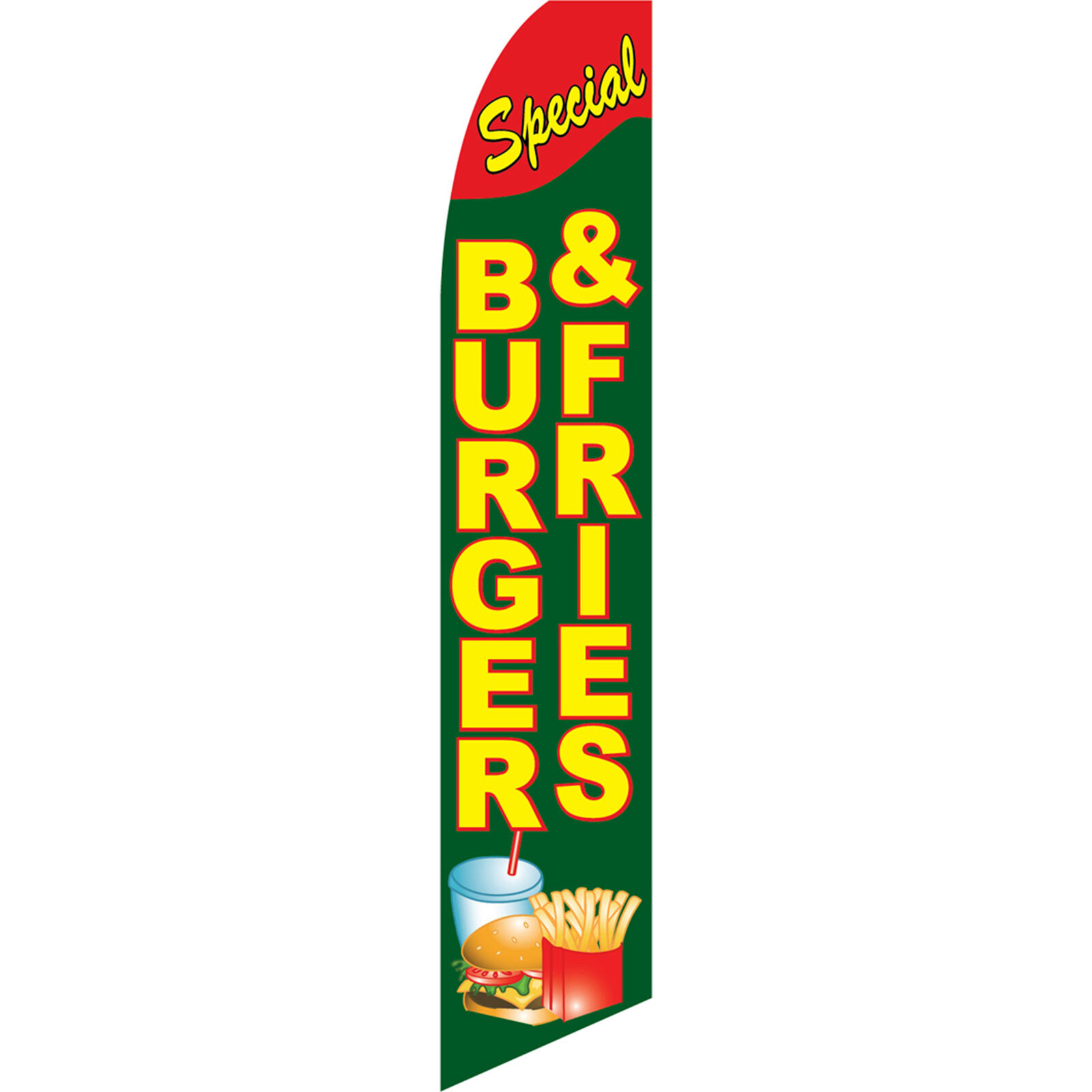 Special Burger & Fries 2 1/2 ft X 11 1/2 ft Polyester Swooper Flag