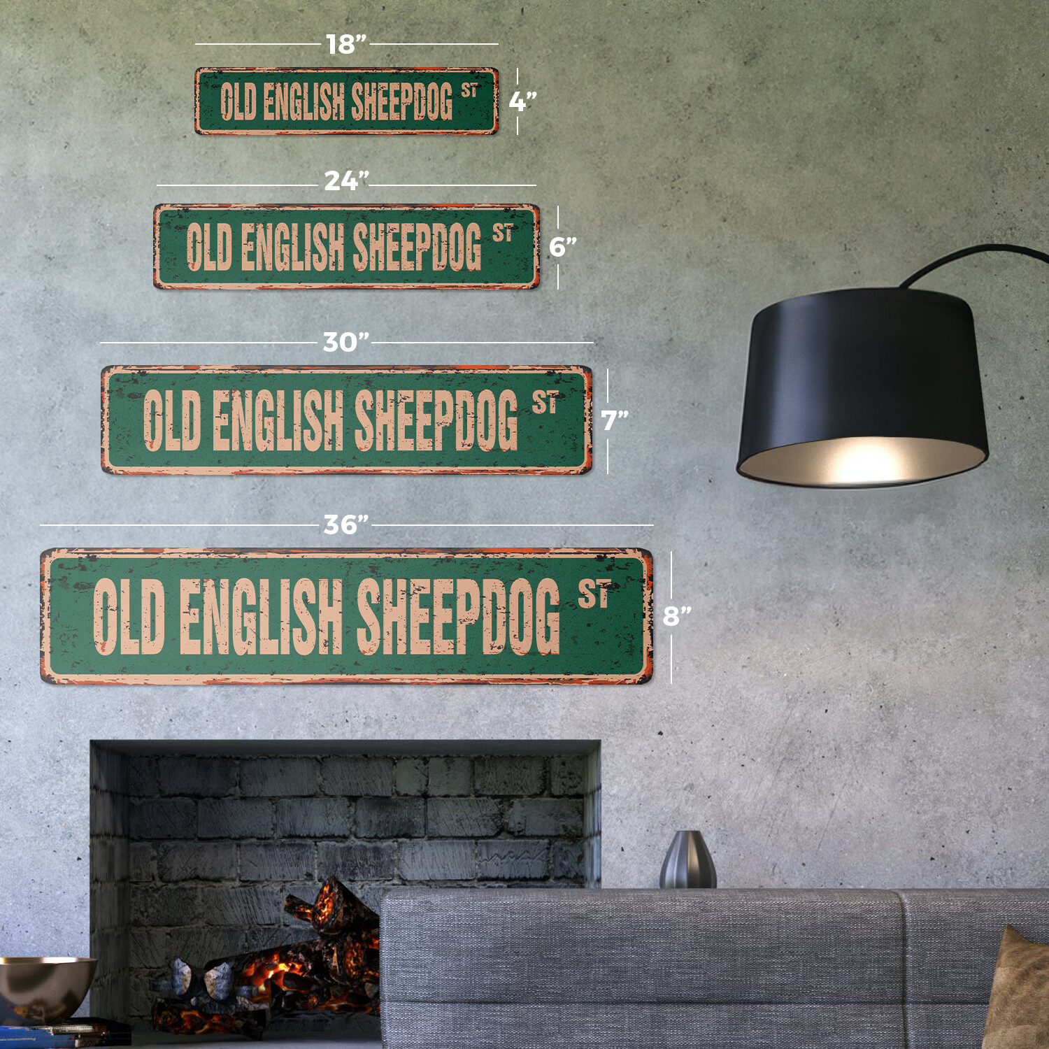 OLD ENGLISH SHEEPDOG Vintage Street Sign Metal Plastic dog lover great breed own