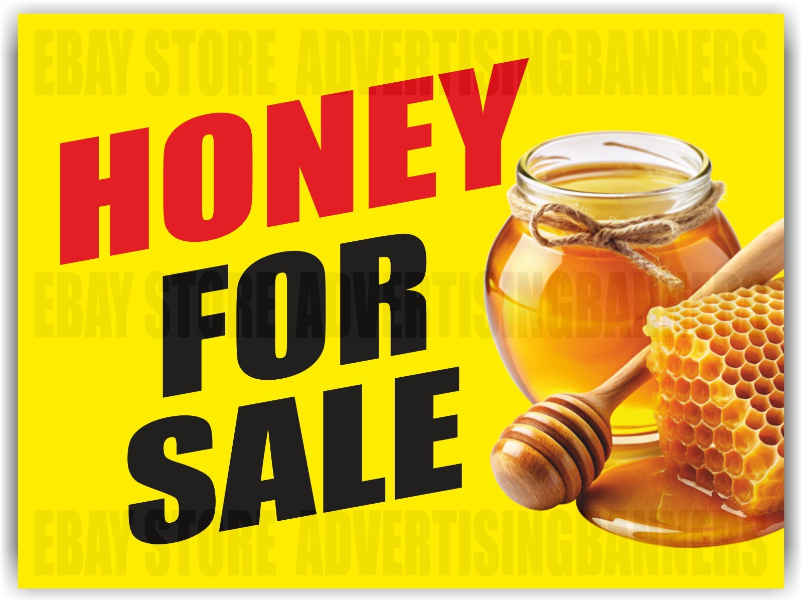 HONEY FOR SALE Yard Sign with H-Stakes Local Pure Raw Honeycomb Bees Homemade