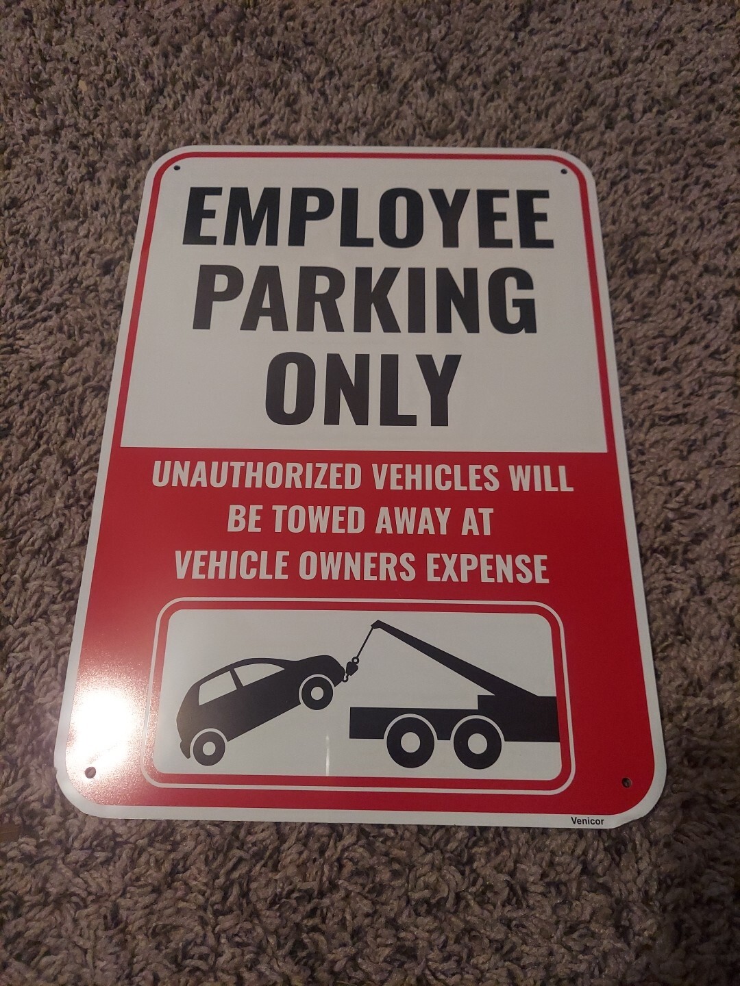 Employee Only Parking Sign 18 x 12 Inches Aluminum New In Bag