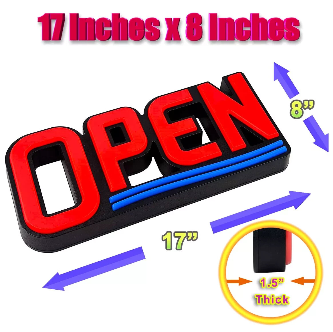 Ultra Bright Open Sign LED Neon Light Business Display for Restaurant Store Shop