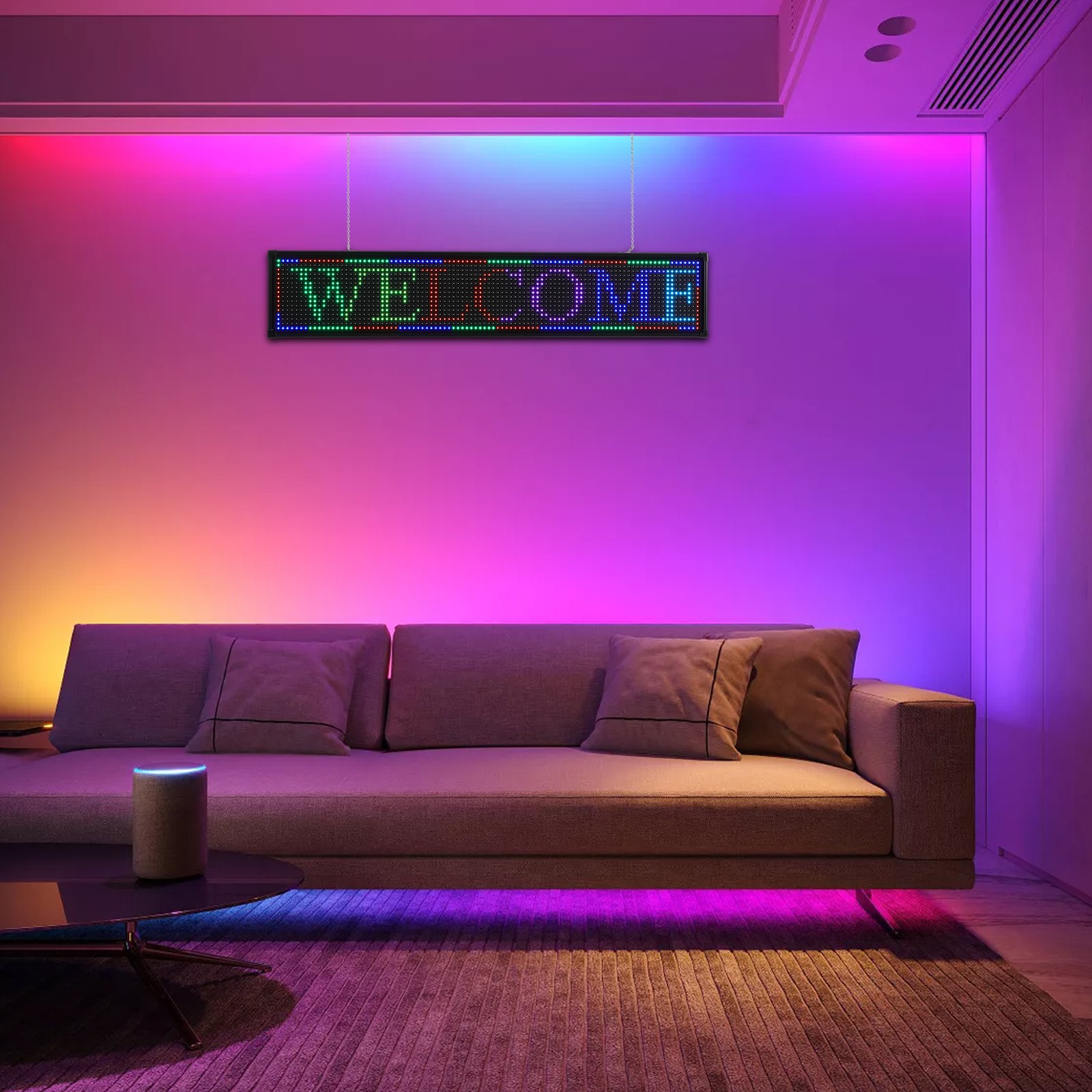 LED Display with WiFi Full Color Sign 40“ x 8“ Scrolling Huge Bright Advertising