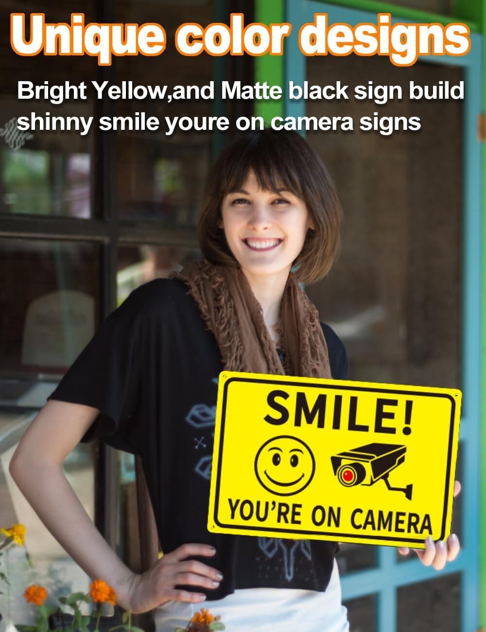 4-Pack Smile Youre On Camera Signs 8×12 Rust Free Aluminum Video Surveillance