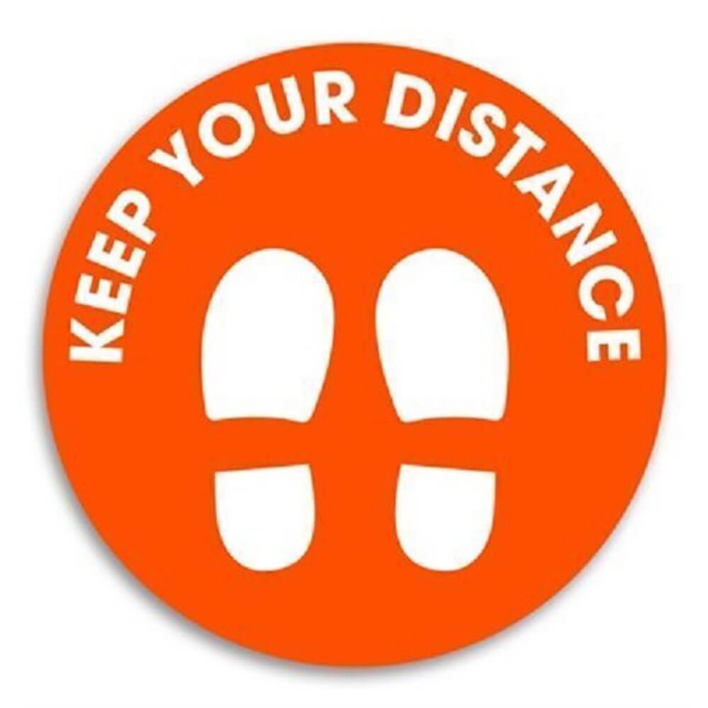 Durus Keep Your Distance Outdoor Floor Sign School Kids Orange Social Distancing