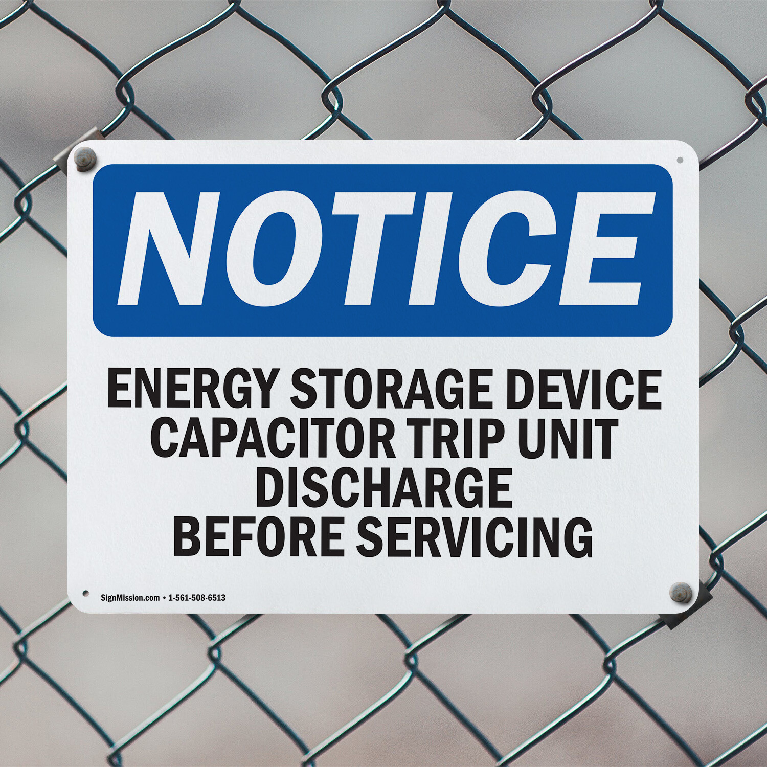 (2 Pack) Energy Storage Device Capacitor Trip Unit OSHA Notice Sign Decal Metal