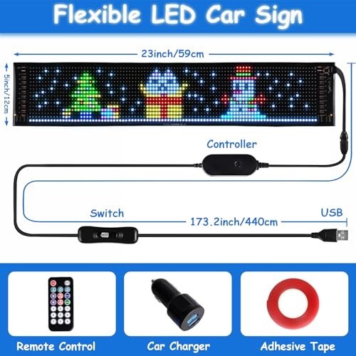 Programmable LED Car Window Sign Bluetooth App Control Custom Text Display