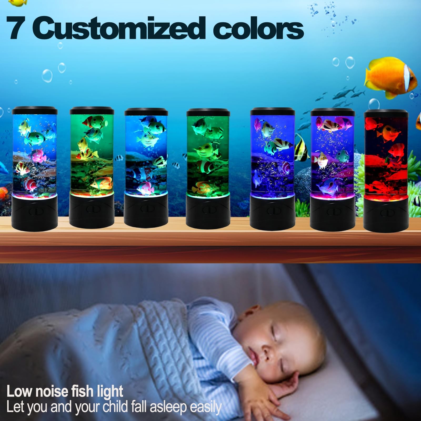 YPCOO Mini Bubble Fish Lamp,Fake Tank Aquarium Lamp,Multi-Color Circle