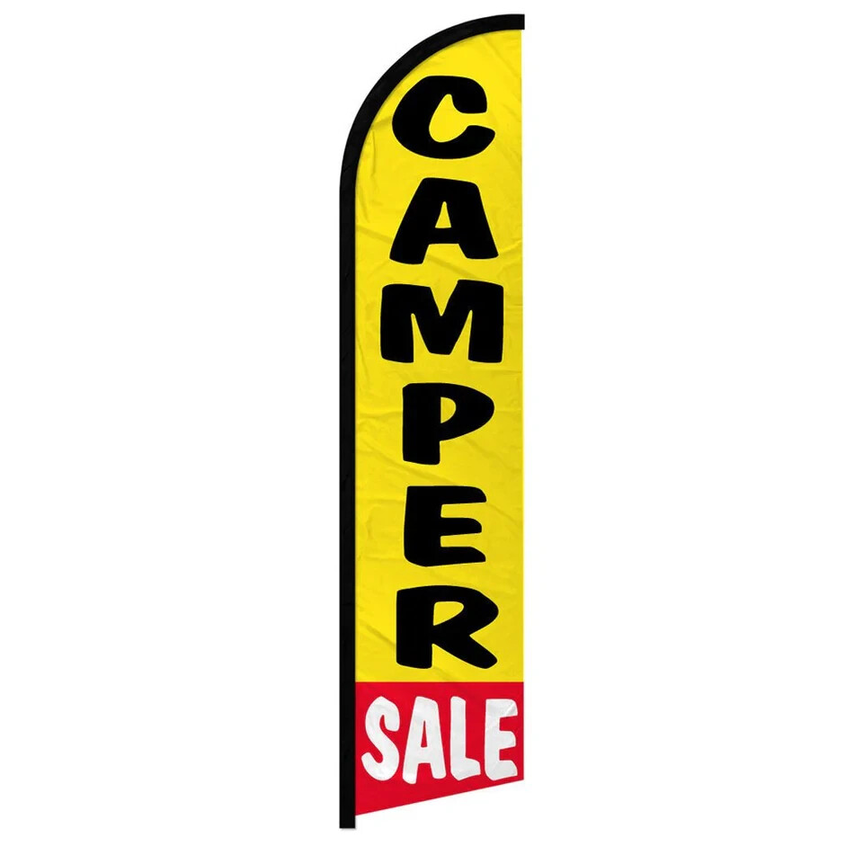 Camper Sale Windless Full Sleeve Advertising RV Auto Dealership Banner Flag
