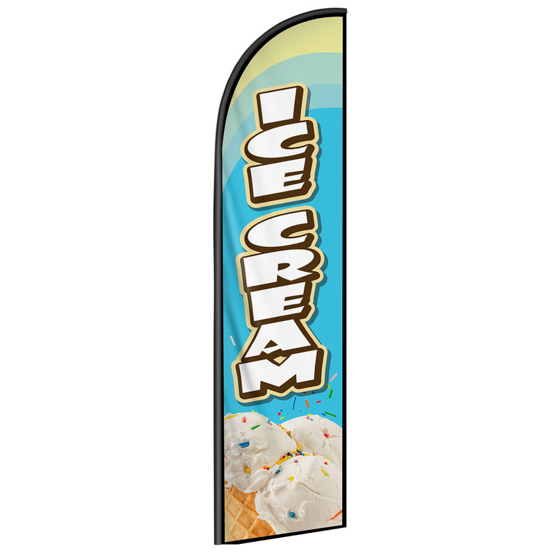 Quiatuliia Ice Cream Feather Flag Banner – 11.5X2.5 Ft Advertising Swooper Flag